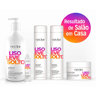 Néctar Liso Leve Solto – Progressiva de Chuveiro 500g + Kit Home Care + Ampolas