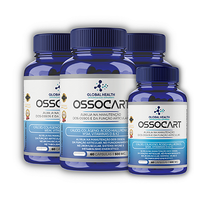 Ossocart - Suplemento para Ossos e Articulações | Kit com 4 Frascos