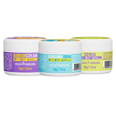 Kit Minis MINI Corpo Completo Beleza Brasileira – Bb Esfrega + Bumbum Cream + Barriguinha Cream – Esfoliante Corporal e Cremes Hidratantes Firmadores – Cuidados para Bumbum e Barriga – Ideal para Todos os Tipos de Pele