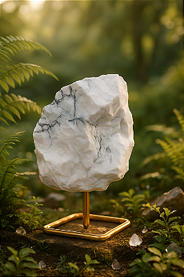 Pedra Howlita no Pedestal - Acessório Decorativo e Energético