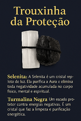 Trouxinha da Proteção - Pedra de Poder Turmalina Negra e Selenita