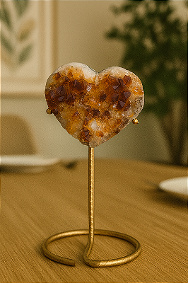 Drusa de Citrino em Coração - Beleza Natural para sua Decoração