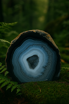 Ágata Azul Natural com Base Serrada