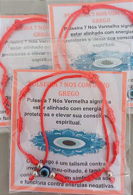 Pulseira 7 Nós com Olho Grego Vermelha - Proteção e Estilo