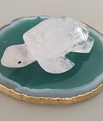 Tartaruga de Quartzo Cristal - Elegância e Energia Positiva