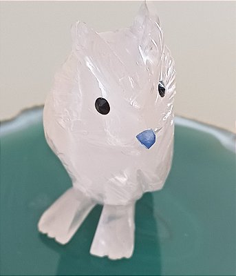 Coruja em Quartzo Rosa - Pedra do Amor Próprio