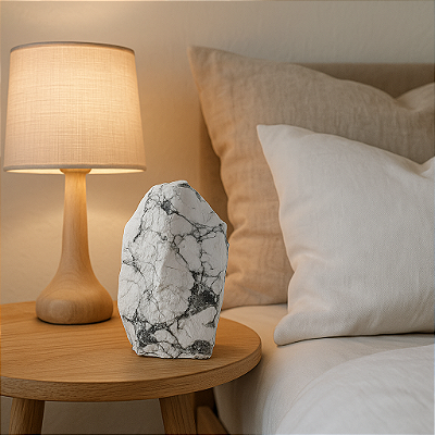 Base Plana de Howlita - Elegância Natural para sua Decoração