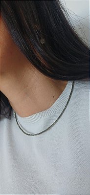 Colar de Pirita Facetado 2 mm - Beleza e Energia em Cada Detalhe