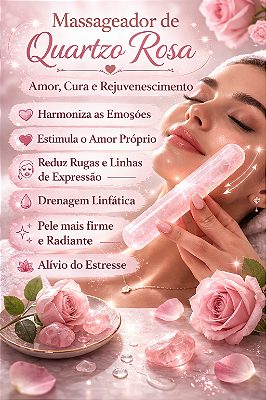 Massageador de Quartzo Rosa para Massagem
