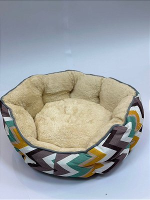 Cama para Pet Cão ou Gato 42x38x18cm - Estampa Colorida - Zigue-Zague