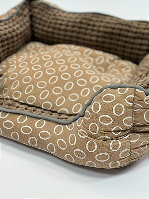 Cama para Pet Cão ou Gato 57x43x19cm (G) - Estampa círculos Marrom