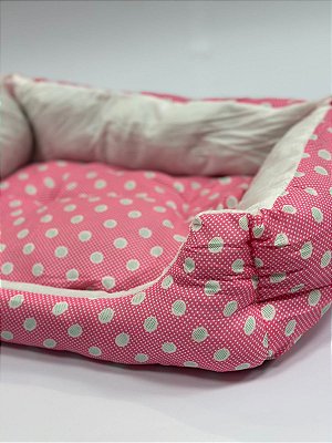 Cama para Pet Cão ou Gato 40x27x14cm (P) - Estampa Bolinhas - Rosa