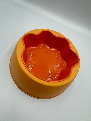 Comedouro/Bebedouro para Pet Cão ou Gato | Amarelo e Laranja | 17,8x17,8x6,5cm
