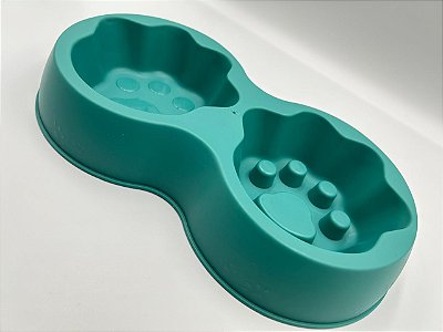 Comedouro e Bebedouro para Pet Cão ou Gato | Cor Azul Claro | 31x17x5cm