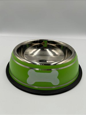 Comedouro/Bebedouro para Pet Cão ou Gato | Verde | 18cm