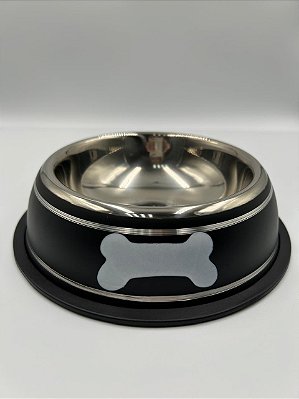 Comedouro/Bebedouro para Pet Cão ou Gato | Preto | 26cm