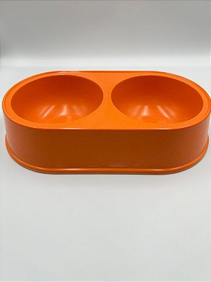 Comedouro/Bebedouro para Pet Cão ou Gato | Duplo | Laranja | 23,5x13x5cm
