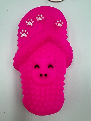 Brinquedo Para Pet Cão | Silicone | Chinelo Rosa