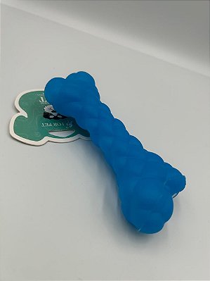 Brinquedo para Pet Cão | Osso Mordedor de Silicone | Azul