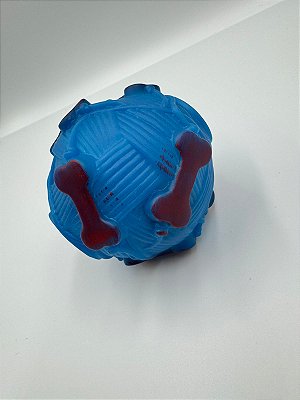 Brinquedo Para Pet Cão| Silicone | Bola Interativa Solta Ração Petisco | Azul