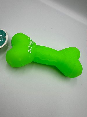 Brinquedo para Pet Cão | Silicone | Mordedor Ossinho | Verde