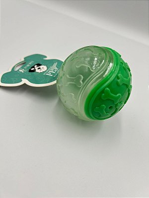 Brinquedo Para Pet Cão| Silicone | Bola Texturizada com Ossinhos | Verde