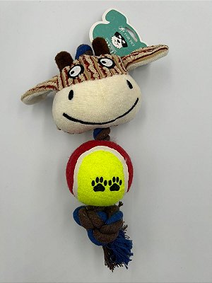 Brinquedo para Pet Cão Pelúcia com Bola e Cordão  Vermelha