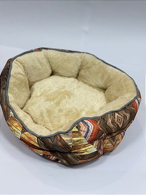 Cama para Pet Cão ou Gato 53x43x18cm - Estampa Colorida - Madeira