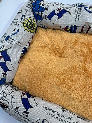 Cama para Pet Cão ou Gato 45x32x14cm (P) - Estampa Navegação