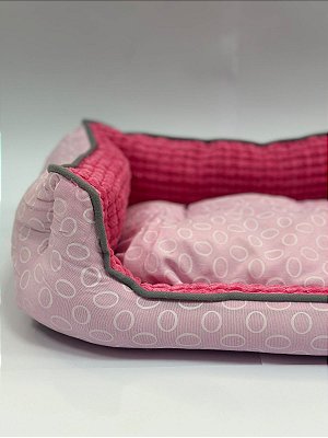 Cama para Pet Cão ou Gato 45x37x19cm (M) - Estampa Círculos Rosa