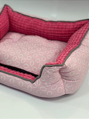 Cama para Pet Cão ou Gato 57x43x19cm (G) - Estampa círculos Rosa