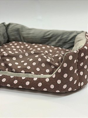 Cama para Pet Cão ou Gato 43x32x16cm (M) - Estampa Bolinhas - Marrom