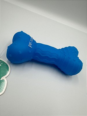 Brinquedo para Pet Cão | Silicone | Mordedor Ossinho | Azul