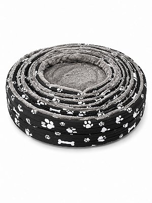 Cama Para Pet Cão Ou Gato Ninho Preta Com Ossos