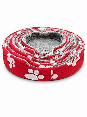 Cama Para Pet Cão Ou Gato Ninho Vermelha Com Ossos