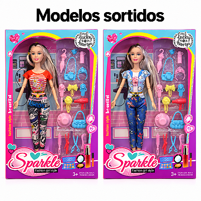 Boneca Fashion Sparkle c/ Acessórios Modelos Sortidos