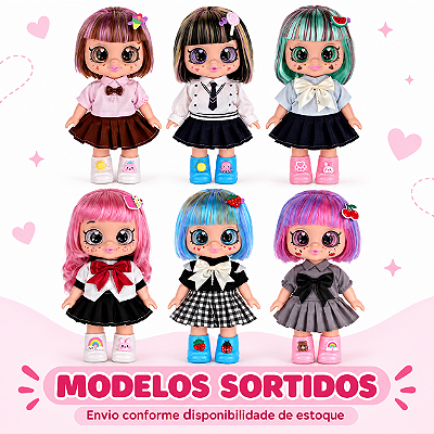 Boneca Colegial Musical 30cm Olhos 5D Modelo Sortido