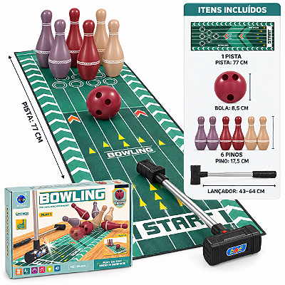 Brinquedo Jogo de Boliche Infantil com Pista e Lançador com Som