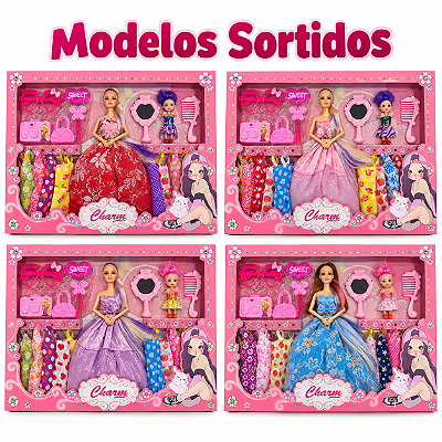 Boneca Fashion Charm c/ Acessórios e Roupas Modelos Sortidos