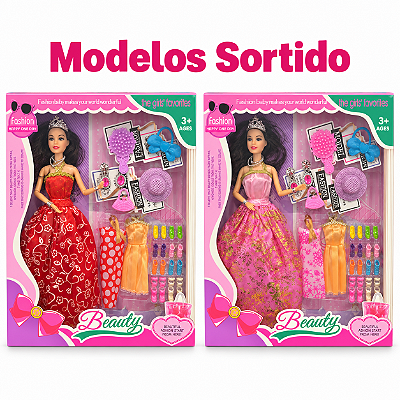 Boneca Fashion Beauty c/ Roupas e Acessórios - Modelos Sortidos
