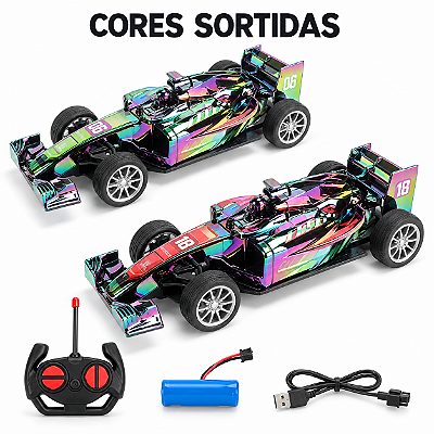 Carrinho Fórmula 1 Controle Remoto UV Recarregável Sortido