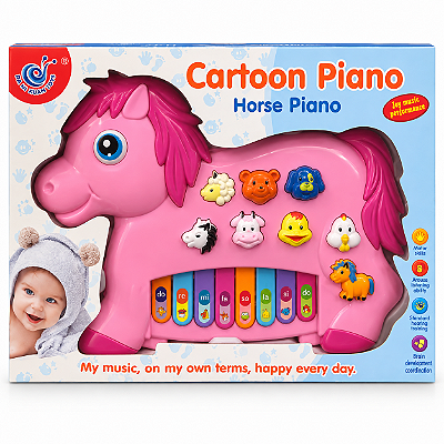 Piano Infantil Musical em Formato de Cavalinho Cores Sortidas