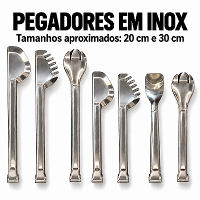 Pegadores de Cozinha em Inox 20 e 30cm Kit c/ 7 ou Avulso