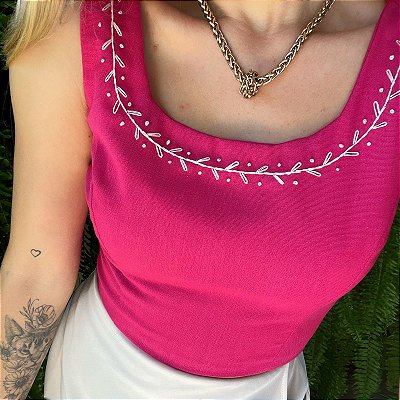 Regata Croped Linho - Pink