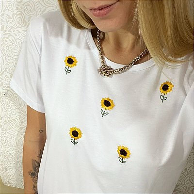 Camiseta Girassóis Branca
