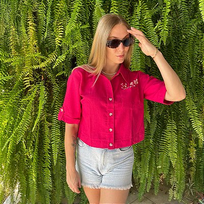 Camisa Linho Pink GG