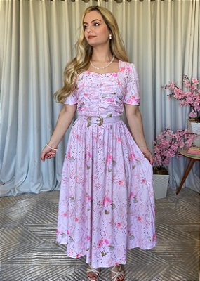 Vestido Supemidi Emma Laise Rosê Floral