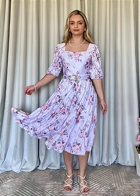 Vestido Midi Francesca Laise Branco Floral