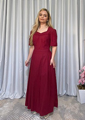 Vestido Supermidi Clarissa  Bordô