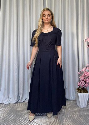 Vestido Supermidi Clarissa Azul Marinho